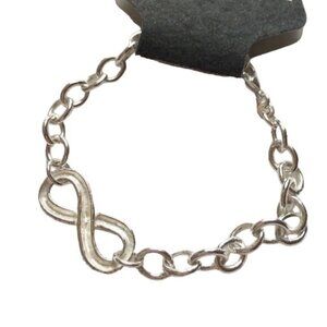 Premium Silver Plate White Infinity Chain Link Bracelet New